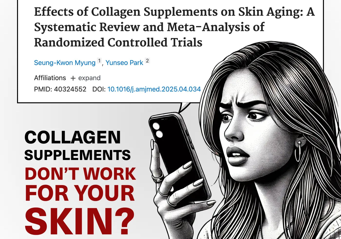 A new 2025 meta-analysis claims collagen supplements don’t work for skin aging, but is that true? Here’s what the study found, what it missed, and what the evidence says.
