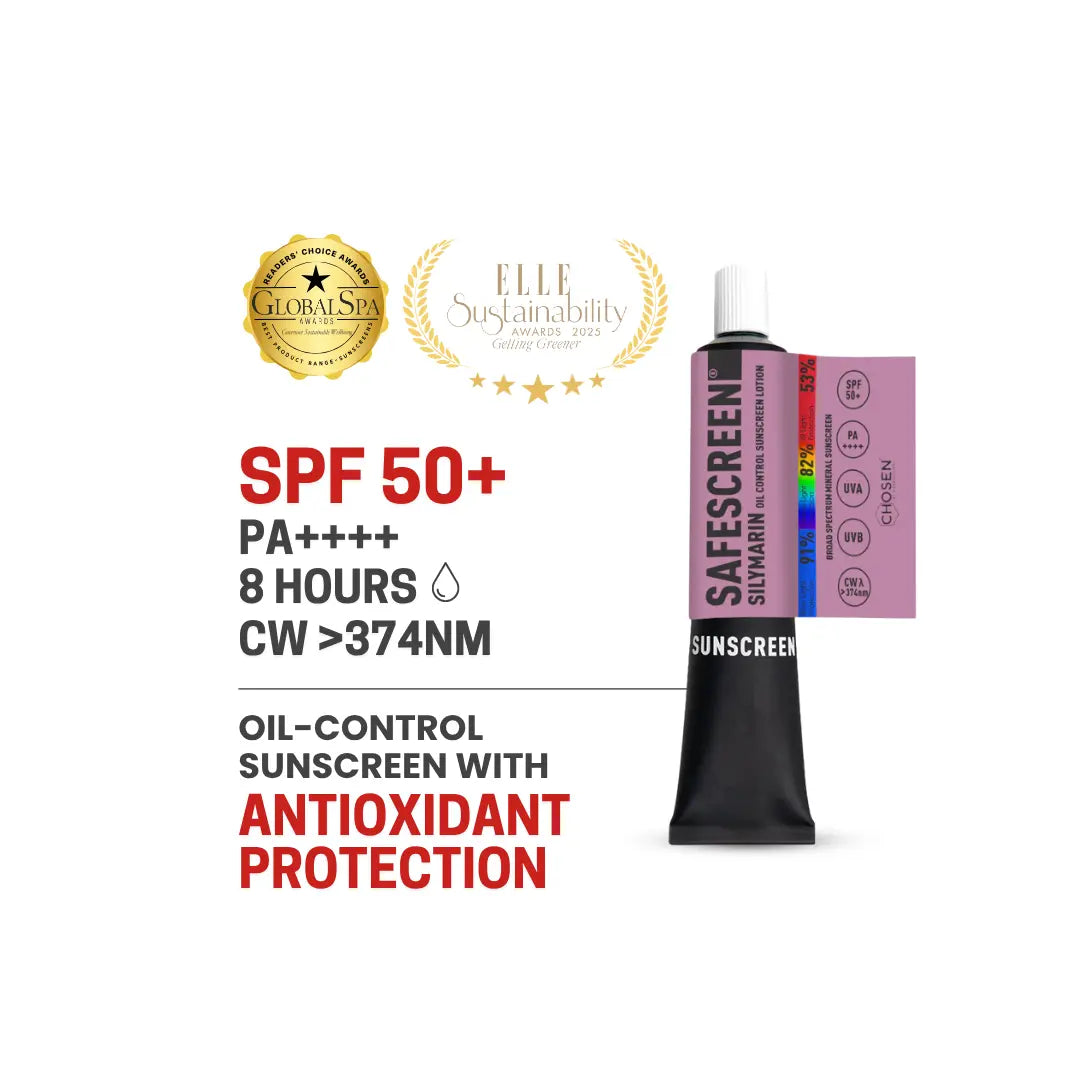 Silymarin sunscreen tube with swatch