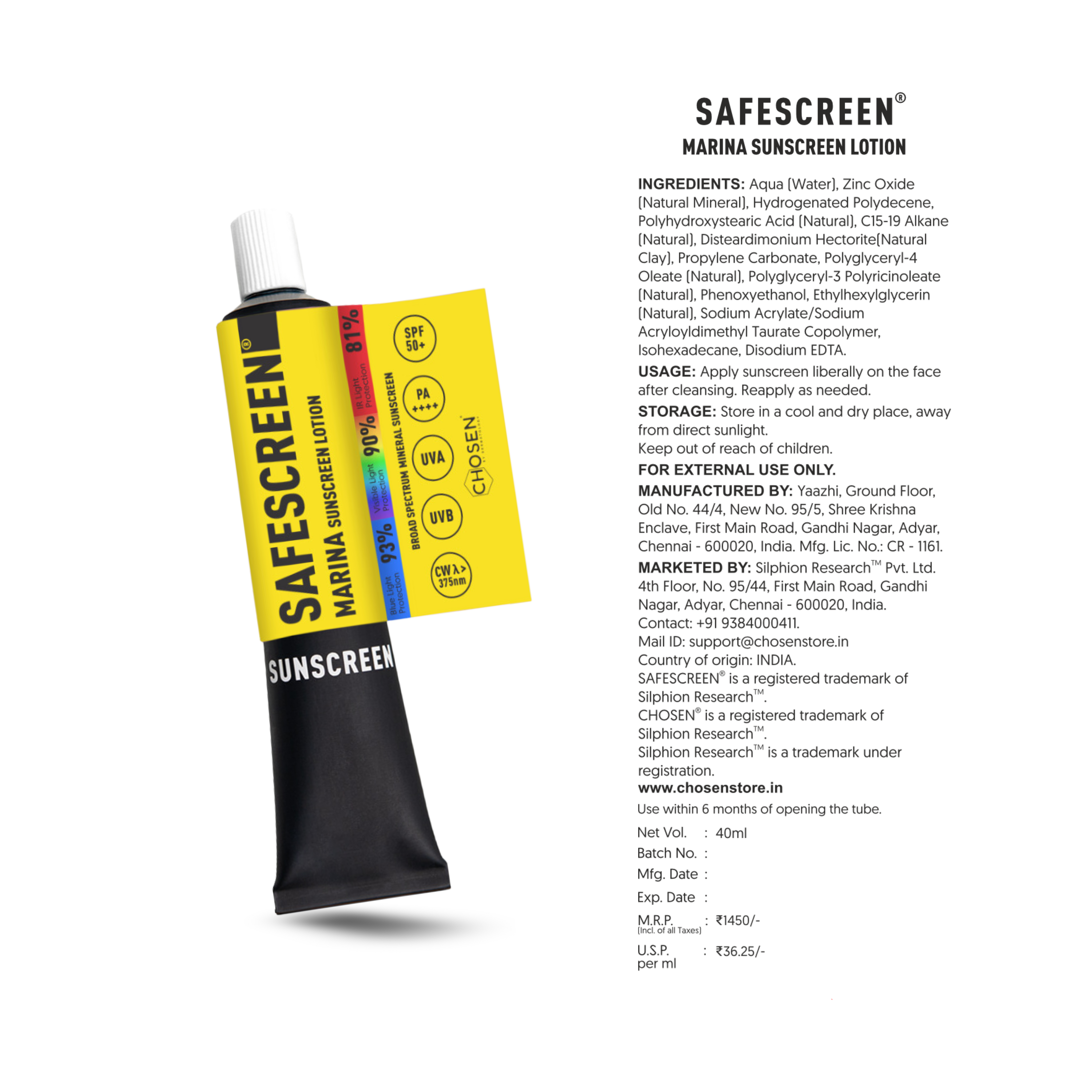SAFESCREEN Marina Sunscreen Lotion