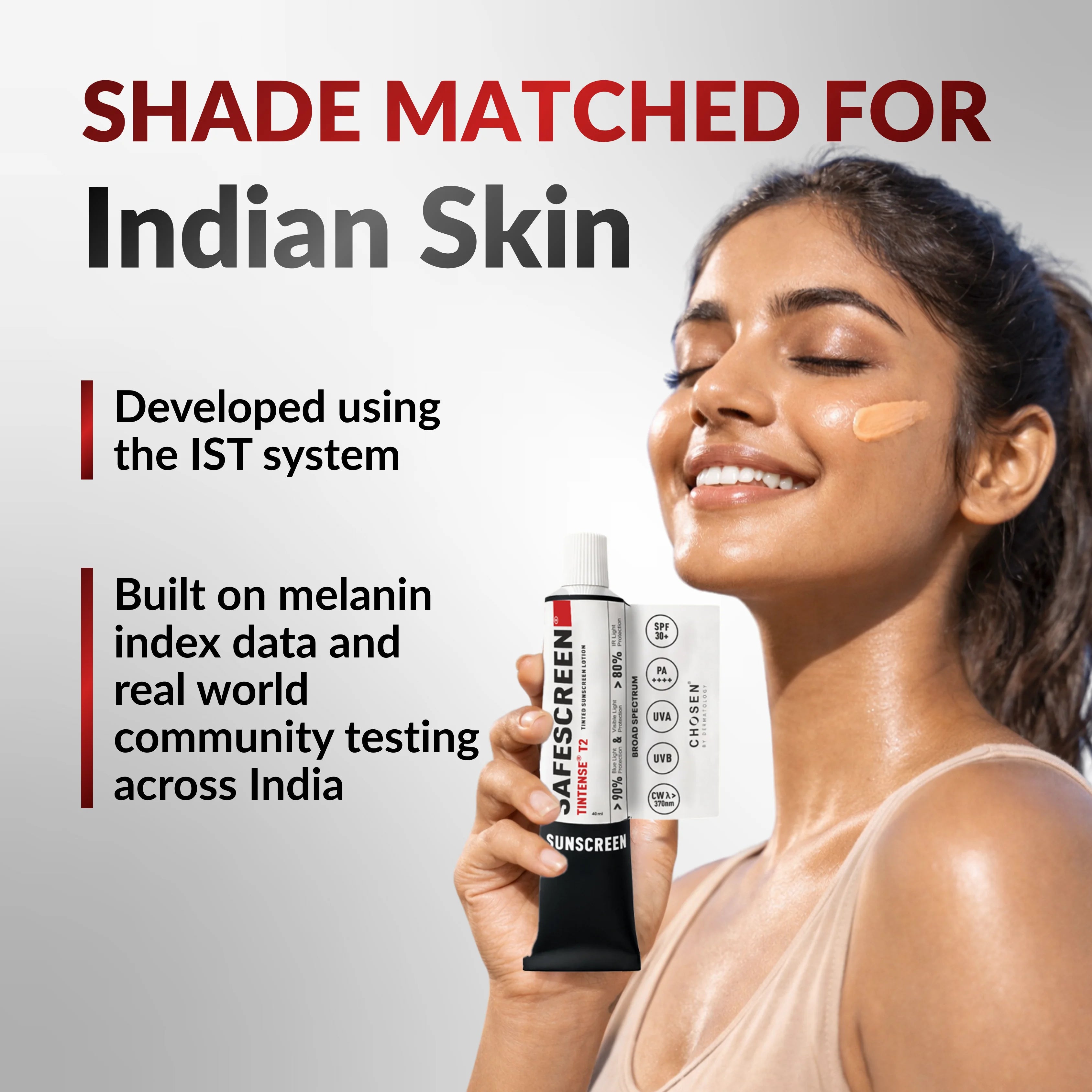 SAFESCREEN® TINTENSE® T2 (Buff) Tinted Sunscreen Lotion PA++++ SPF 30+
