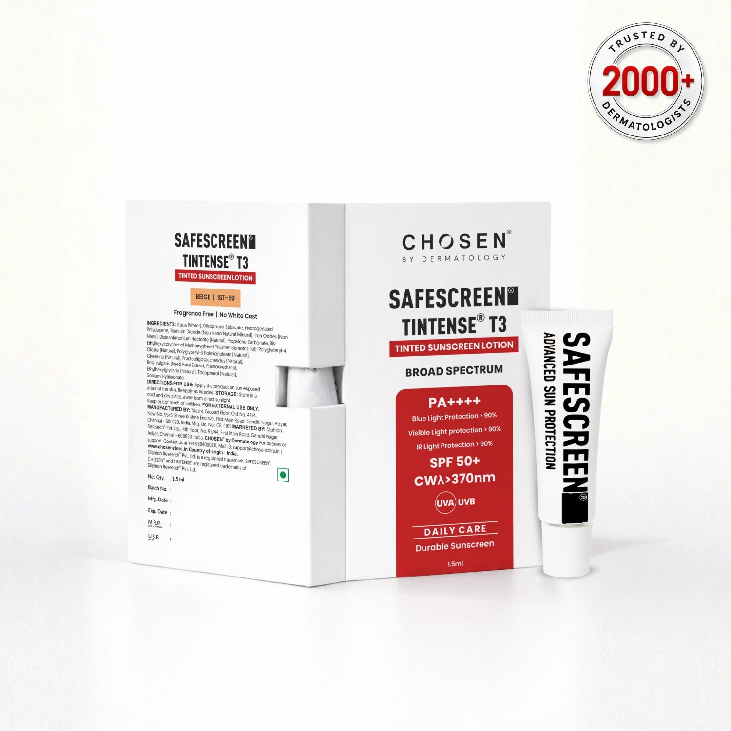 SAFESCREEN TINTENSE T3 (Beige) Mini Pack 1.5ml SPF 40+ (Redeem with 150 Zola Points)